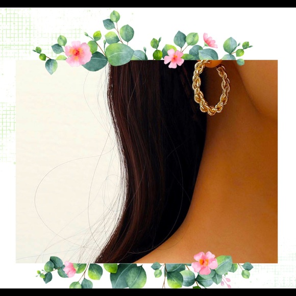 Rope style hoops earrings - Picture 2 of 2